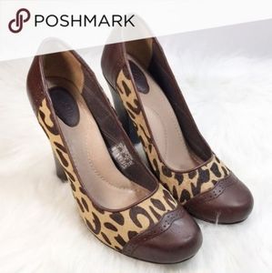 Fossil Sahara Hair Animal Print Brown High Heels